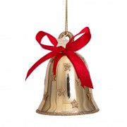 Новогоднее украшение Shiny gold bell w/red bow