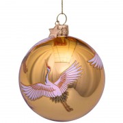 Новогоднее украшение Shiny gold w/crane birds all over